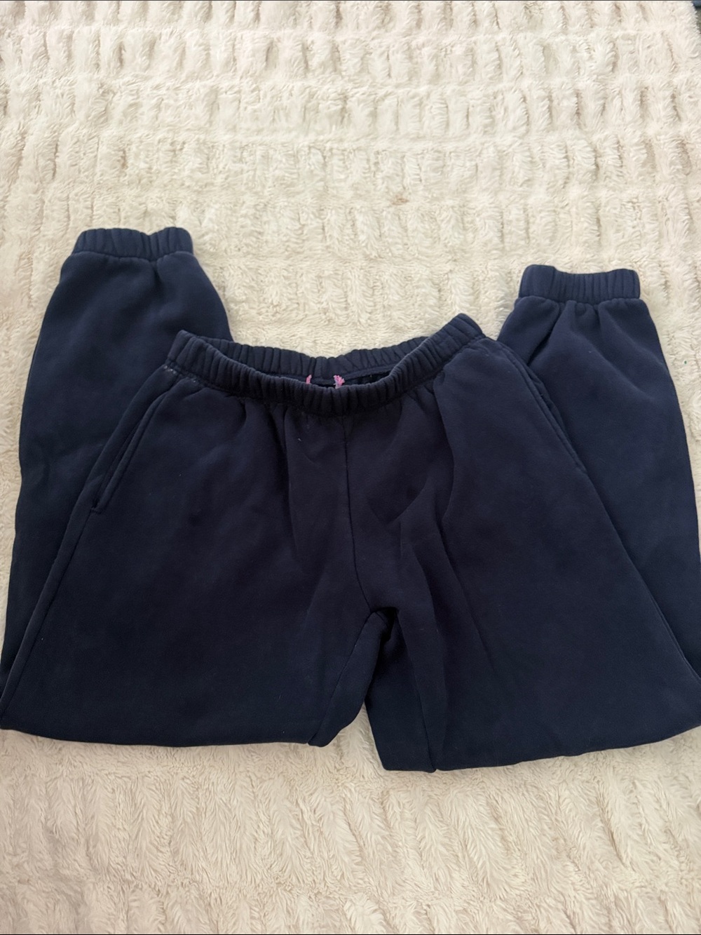Edikted Navy Track Joggers with Elastic Waist